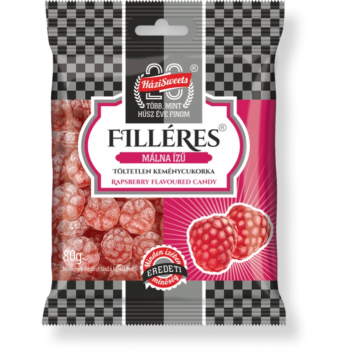 Filléres Málna Ízű Töltetlen Keménycukorka 80g Filléres Málna Ízű Töltetlen Keménycukorka 80g