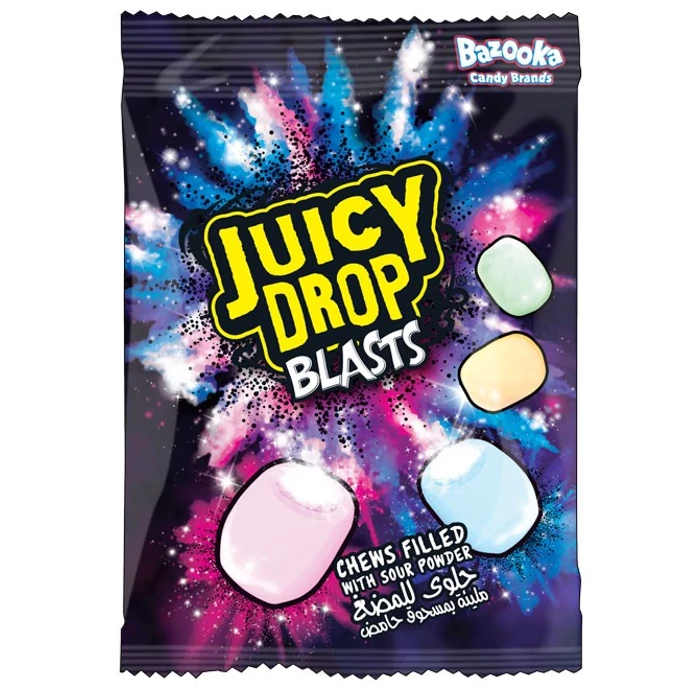 Bazooka Juicy Drop Blasts Savanyú Porral Töltött Cukorka 45g Bazooka Juicy Drop Blasts Savanyú Porral Töltött Cukorka 45g