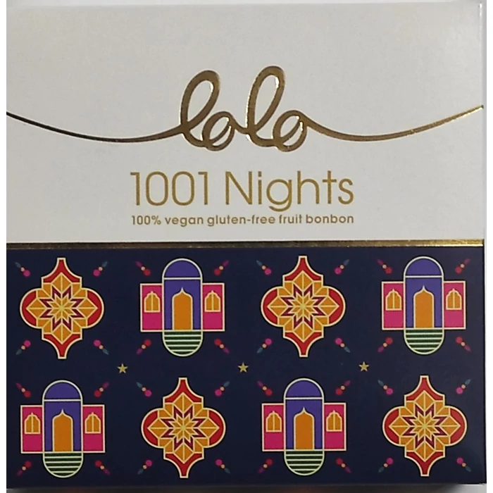 Lolo Vegán 1001 Night Gluténmentes Étcsokoládés Gyümölcsbonbon Hozzáadott Cukor Nélkül 100g Lolo Vegán 1001 Night Gluténmentes Étcsokoládés Gyümölcsbonbon Hozzáadott Cukor Nélkül 100g