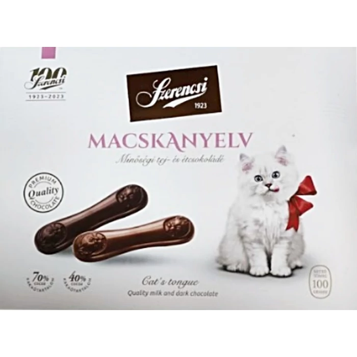 Szerencsi Minőségi Tej- és Étcsokoládé Macskanyelv 100g Szerencsi Minőségi Tej- és Étcsokoládé Macskanyelv 100g