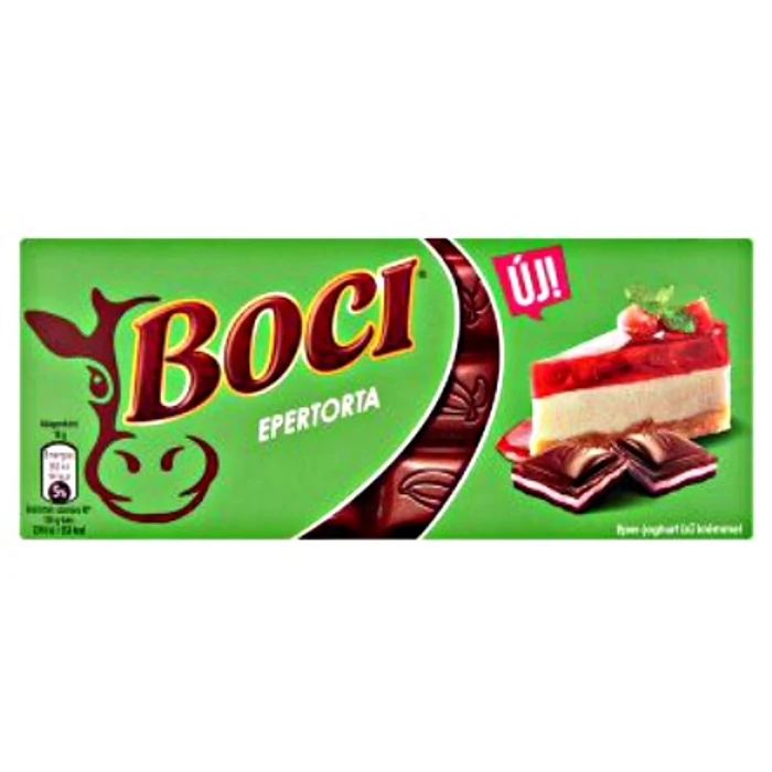 Boci Epertorta eper-joghurt ízű krémmel töltött tejcsokoládé 90g Boci Epertorta eper-joghurt ízű krémmel töltött tejcsokoládé 90g