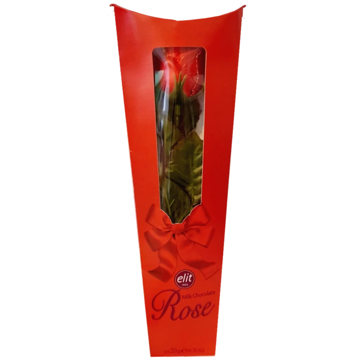 Elit Rövidszárú Tejcsokoládé Rózsa Díszdobozban 20g Elit Rövidszárú Tejcsokoládé Rózsa Díszdobozban 20g