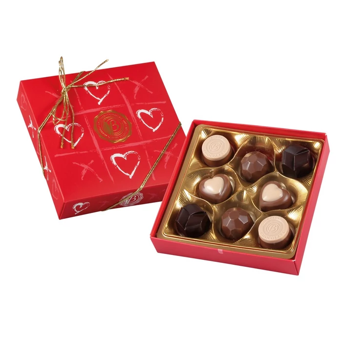 Bolci Praliné Válogatás Piros Szivecskés Díszdobozban 96g  Bolci Praliné Válogatás Piros Szivecskés Díszdobozban 96g