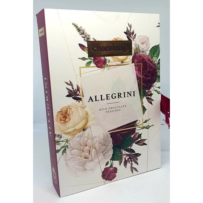 Chocolady Könyv Allegrini Olasz Tejcsokoládé praliné vegyes krémtöltelékkel 150g Chocolady Könyv Allegrini Olasz Tejcsokoládé praliné vegyes krémtöltelékkel 150g