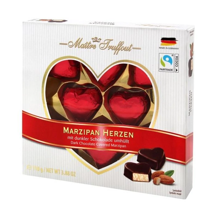 Maitre Truffout Marcipán Szívek Étcsokládé Bevonattal 110g Maitre Truffout Marcipán Szívek Étcsokládé Bevonattal 110g
