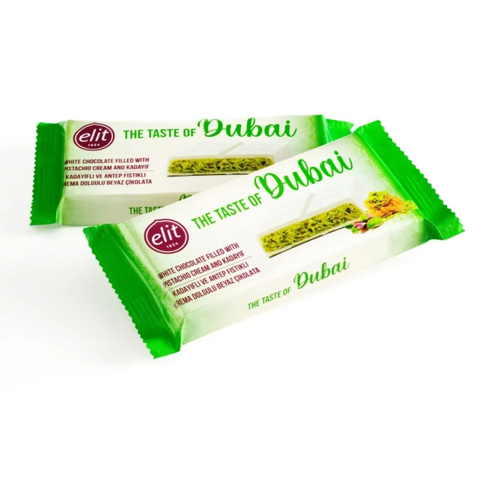 Elit Dubai Fehércsokoládé Pisztáciás Kadayif Tésztás Töltelékkel 90g Elit Dubai Fehércsokoládé Pisztáciás Kadayif Tésztás Töltelékkel 90g