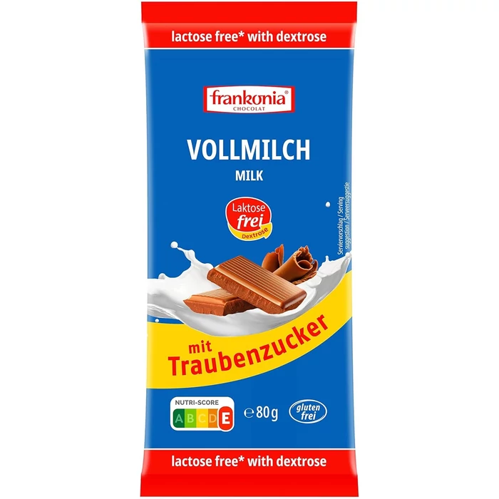Frankonia Laktóz-és Gluténmentes  Tejcsokoládé 80g Frankonia Laktóz-és Gluténmentes  Tejcsokoládé 80g