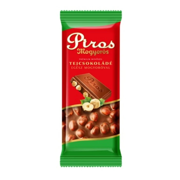 Piros Mogyorós Tejcsokoládé Egészmogyoróval 70g Piros Mogyorós Tejcsokoládé Egészmogyoróval 70g