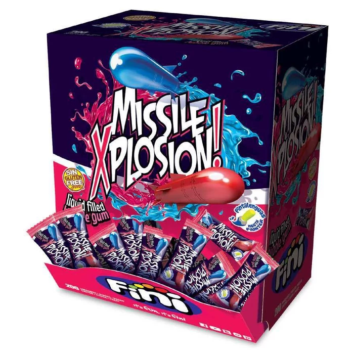 Fini Missile Xplosion Gyümölcsízű Töltelékkel Töltött Nyelvfestős Rágógumi  (200* 5g) 1000g