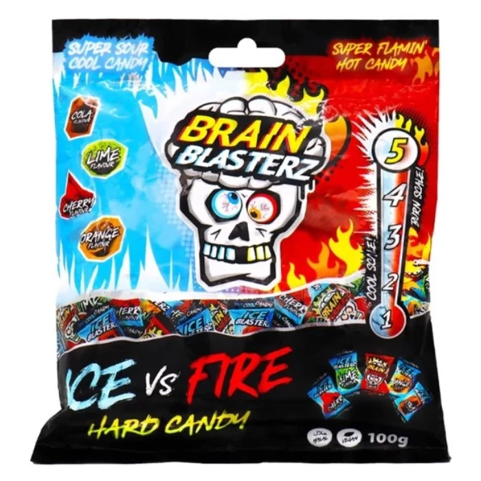 Brain Blasterz Ice vs Fire Super Mentolos és Csípős Cukorka Válogatás 100g Brain Blasterz Ice vs Fire Super Mentolos és Csípős Cukorka Válogatás 100g