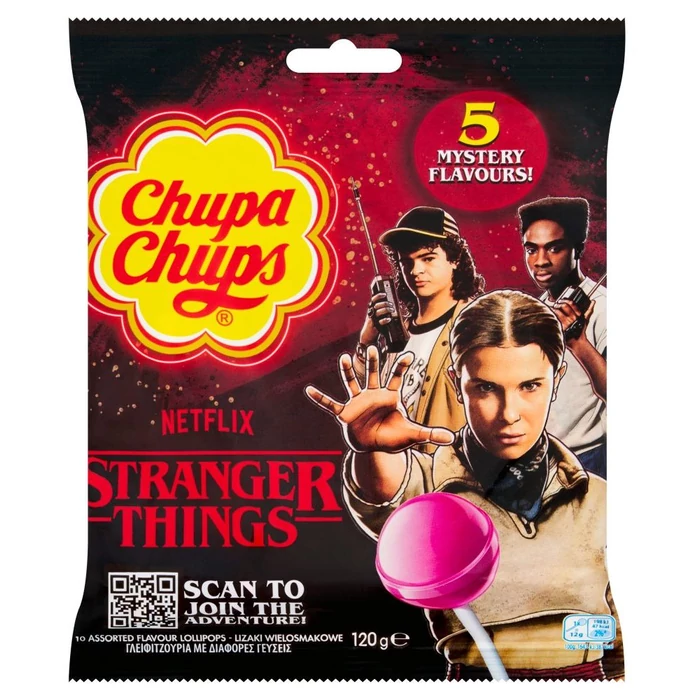 Chupa Chups Stranger Things Vegyes Gyümölcs  Ízű nyalóka 120 g (10db-os)