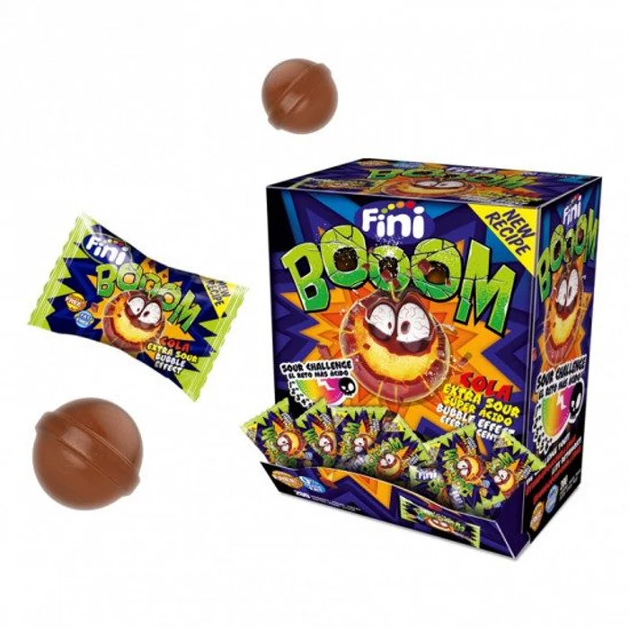 Fini Boom Cola Ízű  Savanyú Keménycukor (200* 5g) 1000g Fini Boom Cola Ízű  Savanyú Keménycukor (200* 5g) 1000g