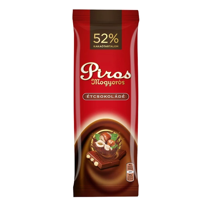Piros Mogyorós Étcsokoládé Egészmogyoróval 80g Piros Mogyorós Étcsokoládé Egészmogyoróval 80g
