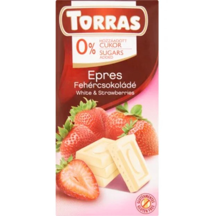 Torras Epres Gluténmentes  Fehércsokoládé Édesítőszerrel 75g
