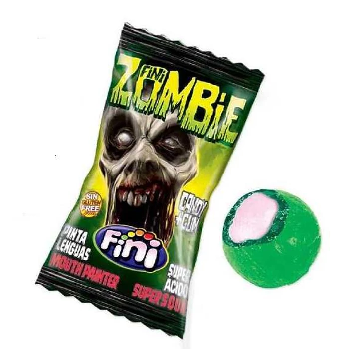 Fini Zombie Savanyú Kemény Cukorka Rágógumival a közepén 5g Fini Zombie Savanyú Kemény Cukorka Rágógumival a közepén 5g