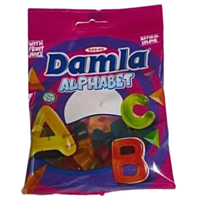 Damla Alphabet Vegyes Gyümölcs Ízű Gumicukor  80g Damla Alphabet Vegyes Gyümölcs Ízű Gumicukor  80g