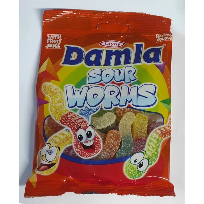 Damla Cukros Kukac Vegyes Gyümölcs Ízű Gumicukor  80g Damla Cukros Kukac Vegyes Gyümölcs Ízű Gumicukor  80g
