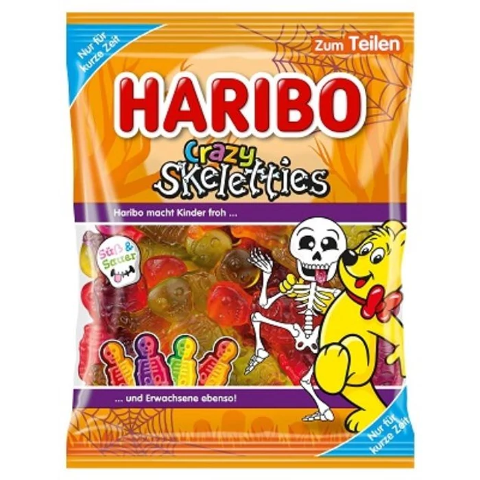 Haribo Crazzy Skeletties Csontvázalakú Édes és Savanyú Gumicukor 160g Haribo Crazzy Skeletties Csontvázalakú Édes és Savanyú Gumicukor 160g