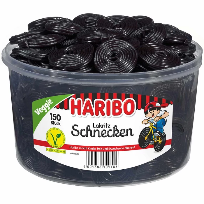Haribo Vegetáriánus  Édesgyökér Csigák(150db ) 1500g Haribo Vegetáriánus  Édesgyökér Csigák(150db ) 1500g