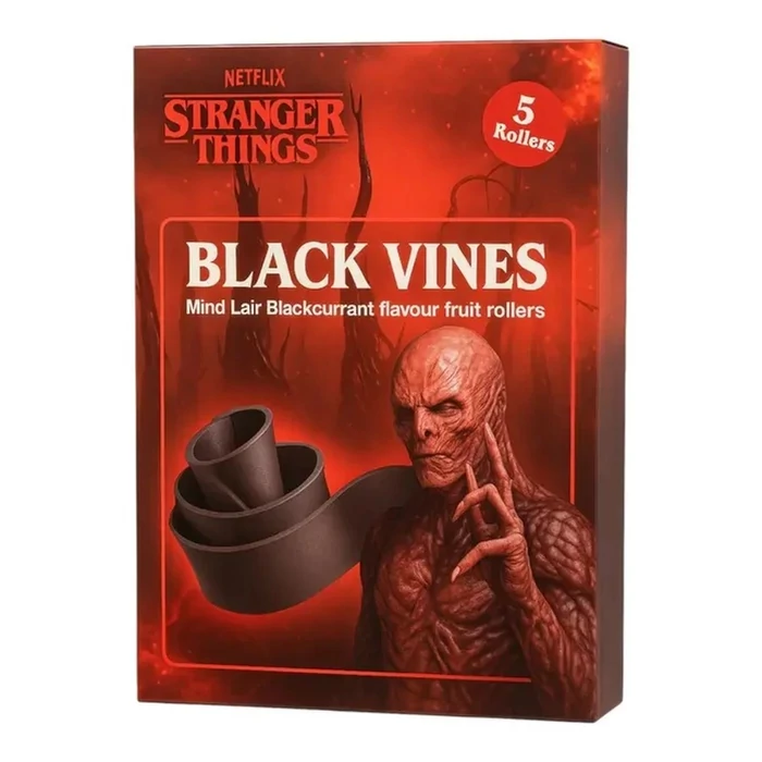 Stranger Things Vecna  Fruit Rollers Fekete Ribizli Ízű Felcsavarható Gumicukor 60g(5*12g)