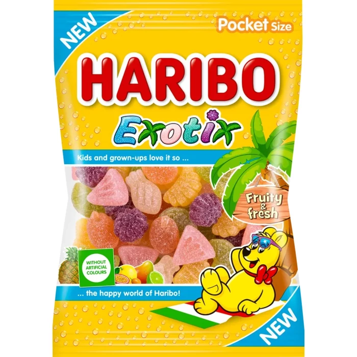 Haribo Exotic  Savanykás Trópusi Gyümölcs Ízű Gumicukor 80g