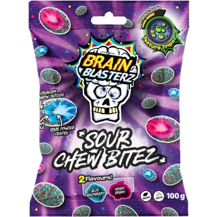 Brain Blasterz Sour Chew Bitez Savanyú Porral Töltött Rágócukorka 100g