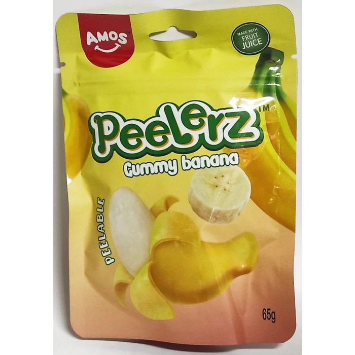 Amos Peelerz Hámozható  Banán Ízű Gumicukor Valódi Gyümölcstartalommal 65g