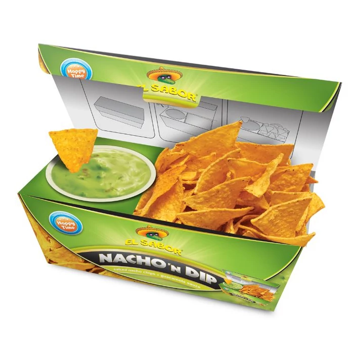 El Sabor Sós Nacho 'N Dip Chips Avokádó Szósszal 175g El Sabor Sós Nacho 'N Dip Chips Avokádó Szósszal 175g
