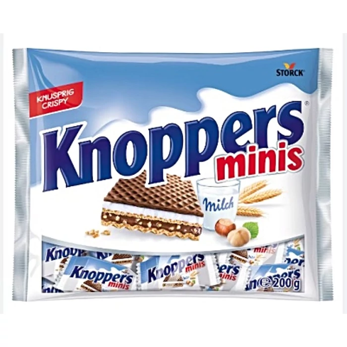 Knoppers Mini Ostyák Tej- és Mogyorókrémmel Bevonva Finom Tejcsokoládéval(Téli Design) 200g