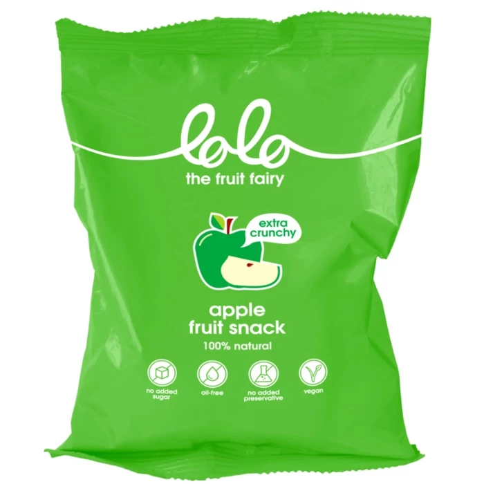 Lolo Vegán és Gluténmentes Extra Crunchy Apple Snack Hozzáadott Cukor Nélkül 25g Lolo Vegán és Gluténmentes Extra Crunchy Apple Snack Hozzáadott Cukor Nélkül 25g