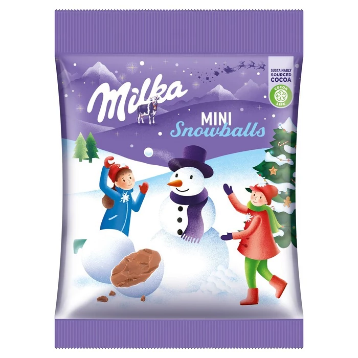 Milka Mini Snow Balls Ropogós Cukorbevonatú Tejcsokoládé Drazsé 100g