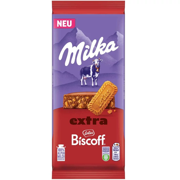Milka Extra Lotus Biscoff Karamellás Ízű Kekszdarabokkal 190g