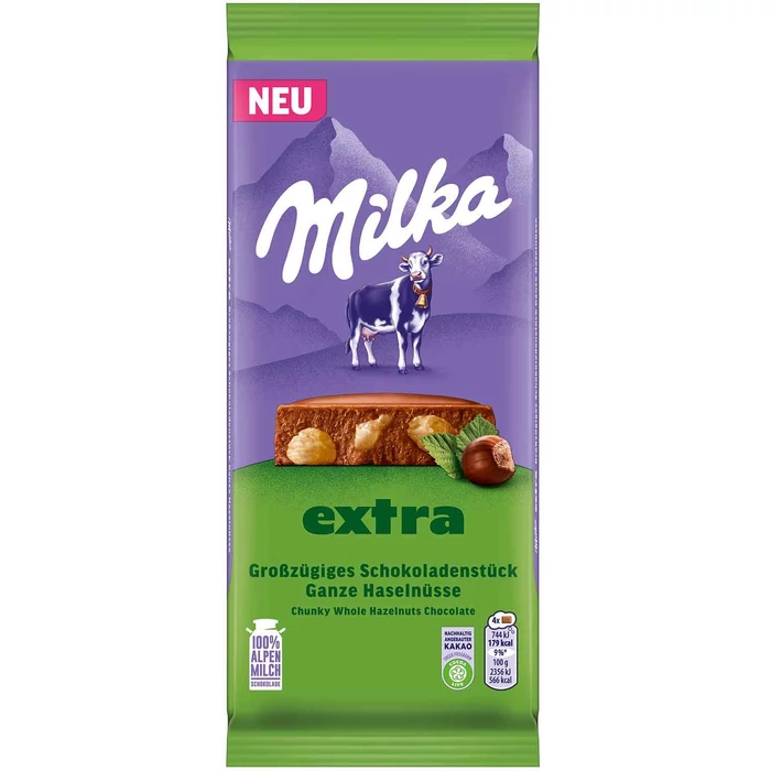 Milka Extra Egészmogyorós Tejcsokoládé 190g