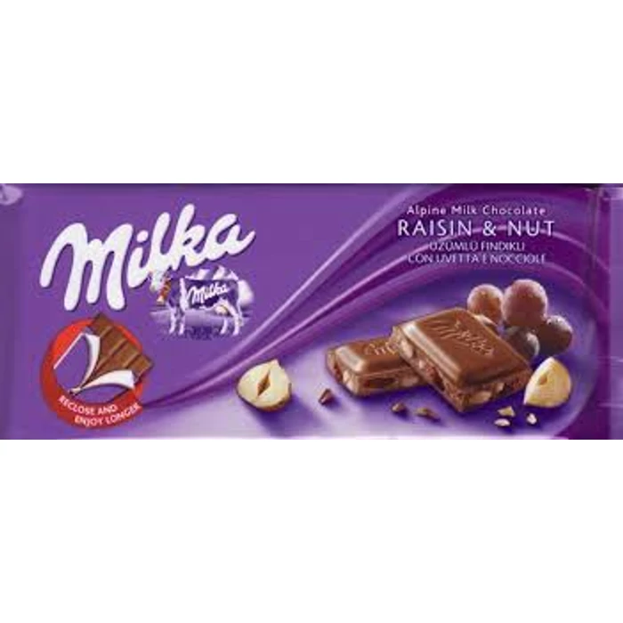 Milka Mogyorós-mazsolás tejcsoki 100g Milka Mogyorós-mazsolás tejcsoki 100g
