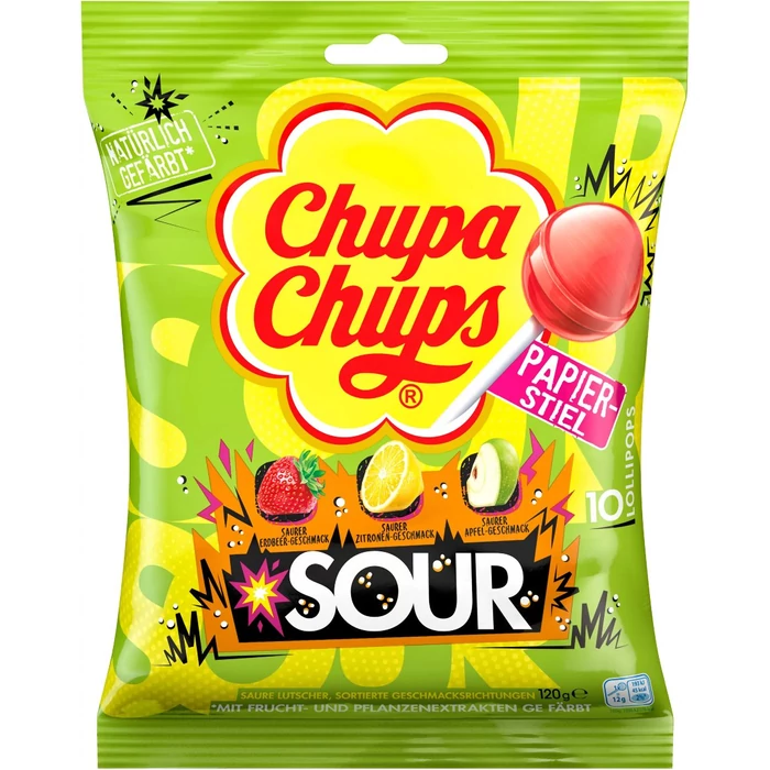 Chupa Chups Sour Vegyes Gyümölcs  Ízű nyalóka 120 g (12db-os) Chupa Chups Sour Vegyes Gyümölcs  Ízű nyalóka 120 g (12db-os)