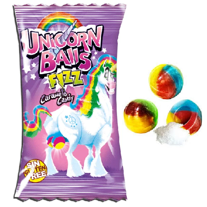 Fini Unicorn Balls Vegyes Gyümölcs Ízű Keménycukor Savanyú Porral Töltve 5g