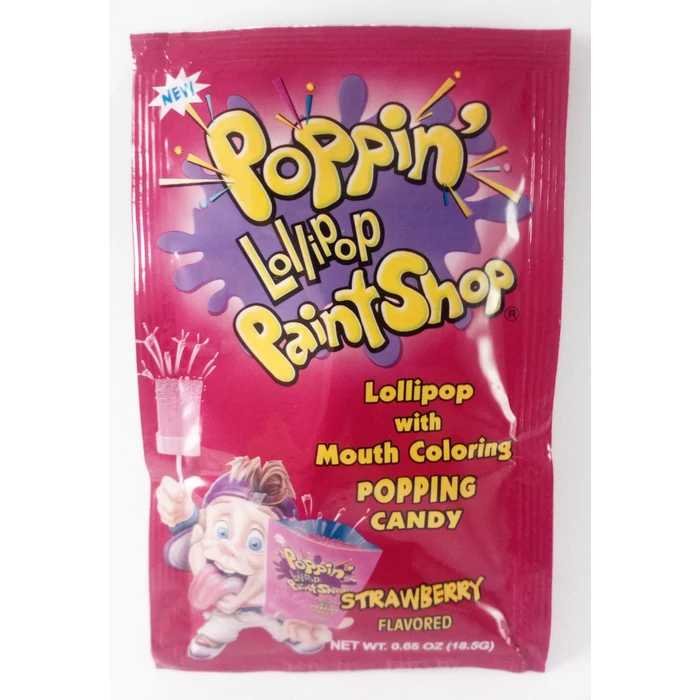 Nyelvfestős Nyalóka Pattogós Cukorral (Eper ízű) 18,5g Nyelvfestős Nyalóka Pattogós Cukorral (Eper ízű) 18,5g