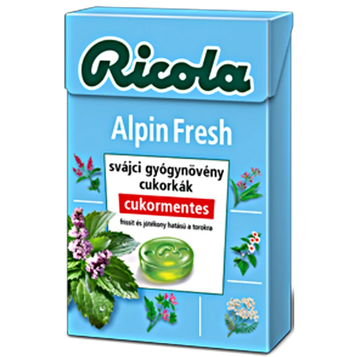 Ricola Alpin Fresh Gyógynövényes Cukormentes Cukorka 40g Ricola Alpin Fresh Gyógynövényes Cukormentes Cukorka 40g