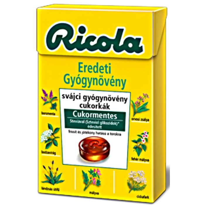 Ricola Eredeti Gyógynövényes Cukormentes Cukorka 40g Ricola Eredeti Gyógynövényes Cukormentes Cukorka 40g