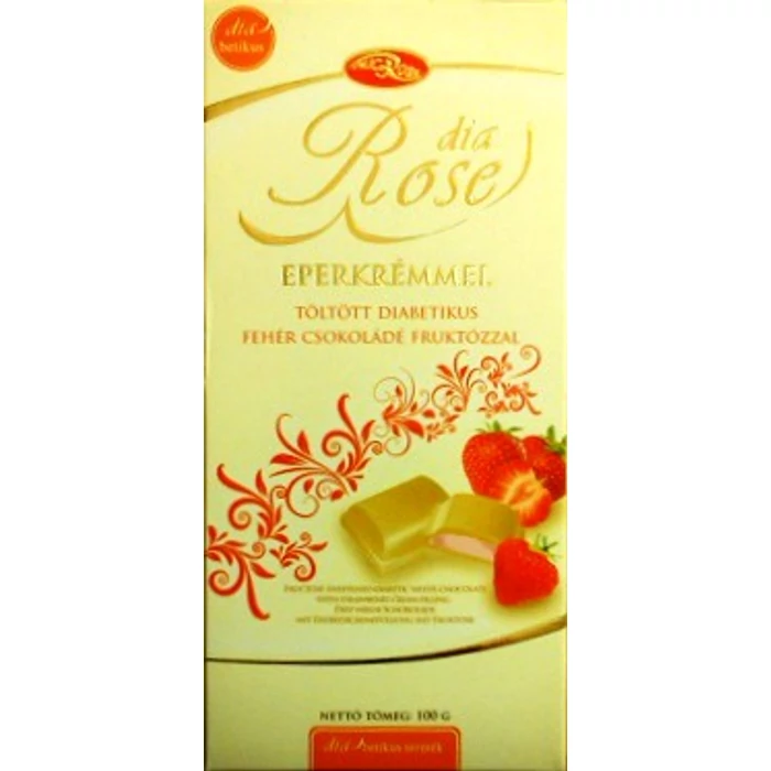 Dia Rose diabetikus epres fehércsoki, fruktózzal 100g Dia Rose diabetikus epres fehércsoki, fruktózzal 100g