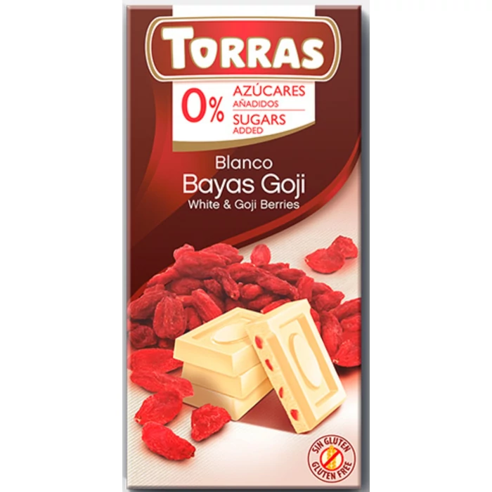 Torras Goji Bogyós Gluténmentes Fehércsokoládé Édesítőszerrel 75g Torras Goji Bogyós Gluténmentes Fehércsokoládé Édesítőszerrel 75g