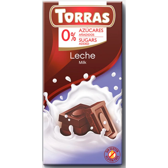 Torras  Gluténmentes Tejcsokoládé Édesítőszerrel 75g
