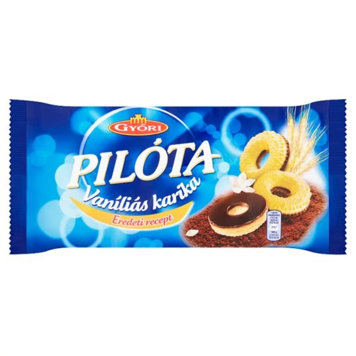 Győri Pilóta Vaníliás Karika Kakaós Tej Bevonómasszával 300g