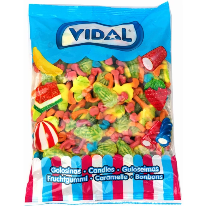 Vidal Töltött  Béka Vegyes Gyümölcs Ízű Gumicukor 1000g Vidal Töltött  Béka Vegyes Gyümölcs Ízű Gumicukor 1000g