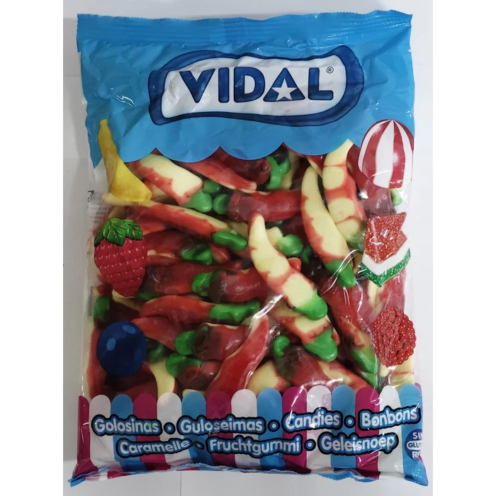 Vidal Enyhén Csípős Chili Paprika Ízű Gumicukor 1000g Vidal Enyhén Csípős Chili Paprika Ízű Gumicukor 1000g