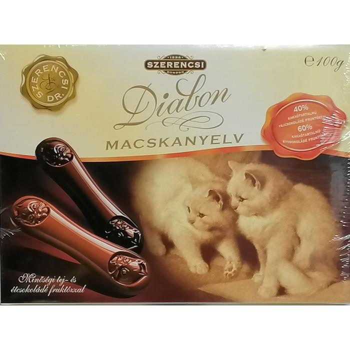 Szerencsi Diabon Minőségi Tej- és Étcsokoládé Macskanyelv Fruktózzal 100g