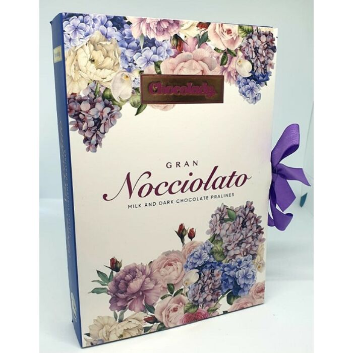 Chocolady Könyv Olasz Tej- és Étcsokoládé Praliné Mogyorókrémmel és Mogyoró Darabokkal Töltve 150g
