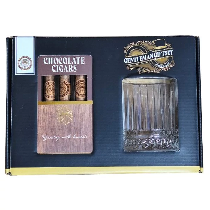 Becky's Gentleman Tejcsokoládé Szivar Whiskey Üveg Pohárral 75g