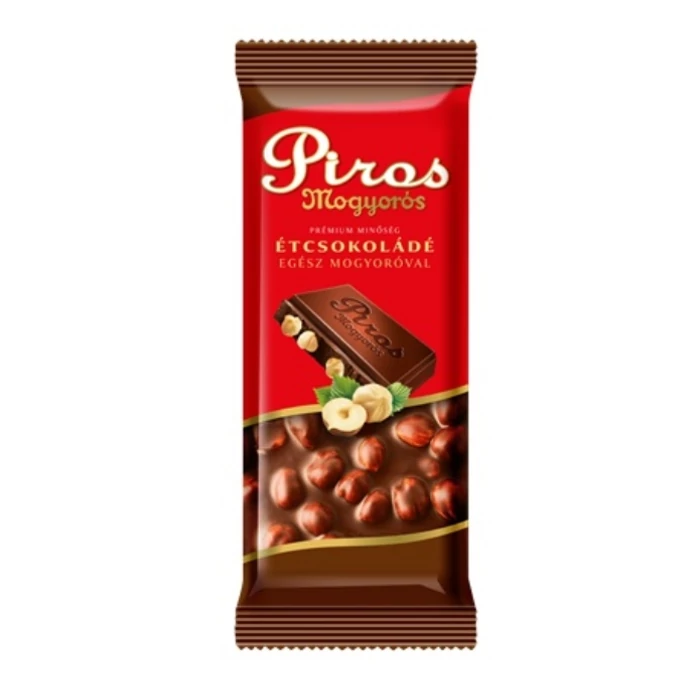 Piros Mogyorós Étcsokoládé Egészmogyoróval 70g Piros Mogyorós Étcsokoládé Egészmogyoróval 70g