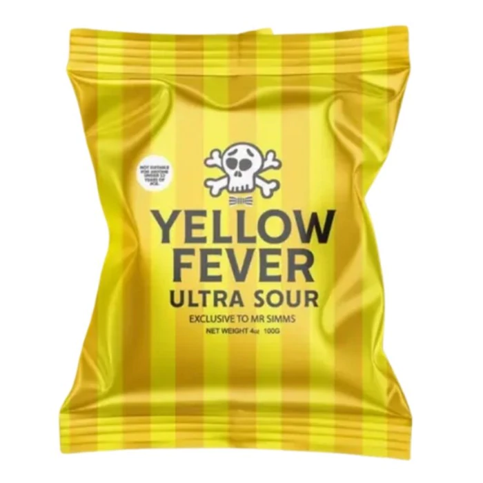 Black Death Yellow Fever Ultra Sour Ananász Ízű Ultra Savanyú Cukor 100g